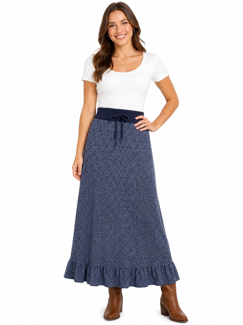 Vintage Laura Ashley Blue Floral Maxi Skirt‎ Cottagecore Prairie Small Western